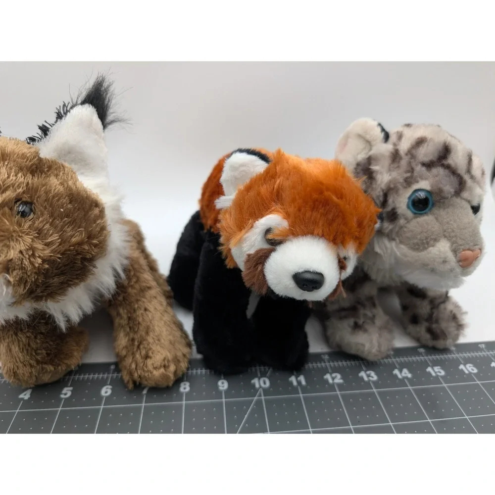 Wild Republic Plush Lot Red Panda Snow Leopard Lynx Cat Stuffed‎ Animal Toy